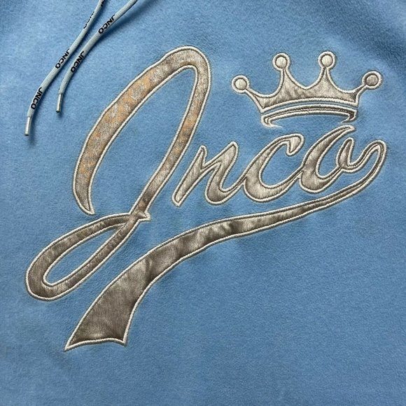 Vintage JNCO Jeans Hoodie baby blue Y2K Sweatshirt size Large - Picture 2 of 7